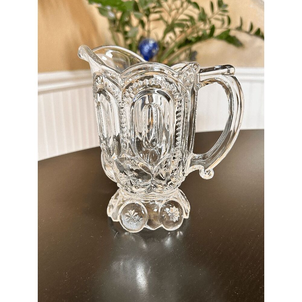 Vintage L.E. Smith Glass Crystal Glass Moon and Stars Creamer Pitcher
